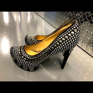 Designer studded platform 5’ heels